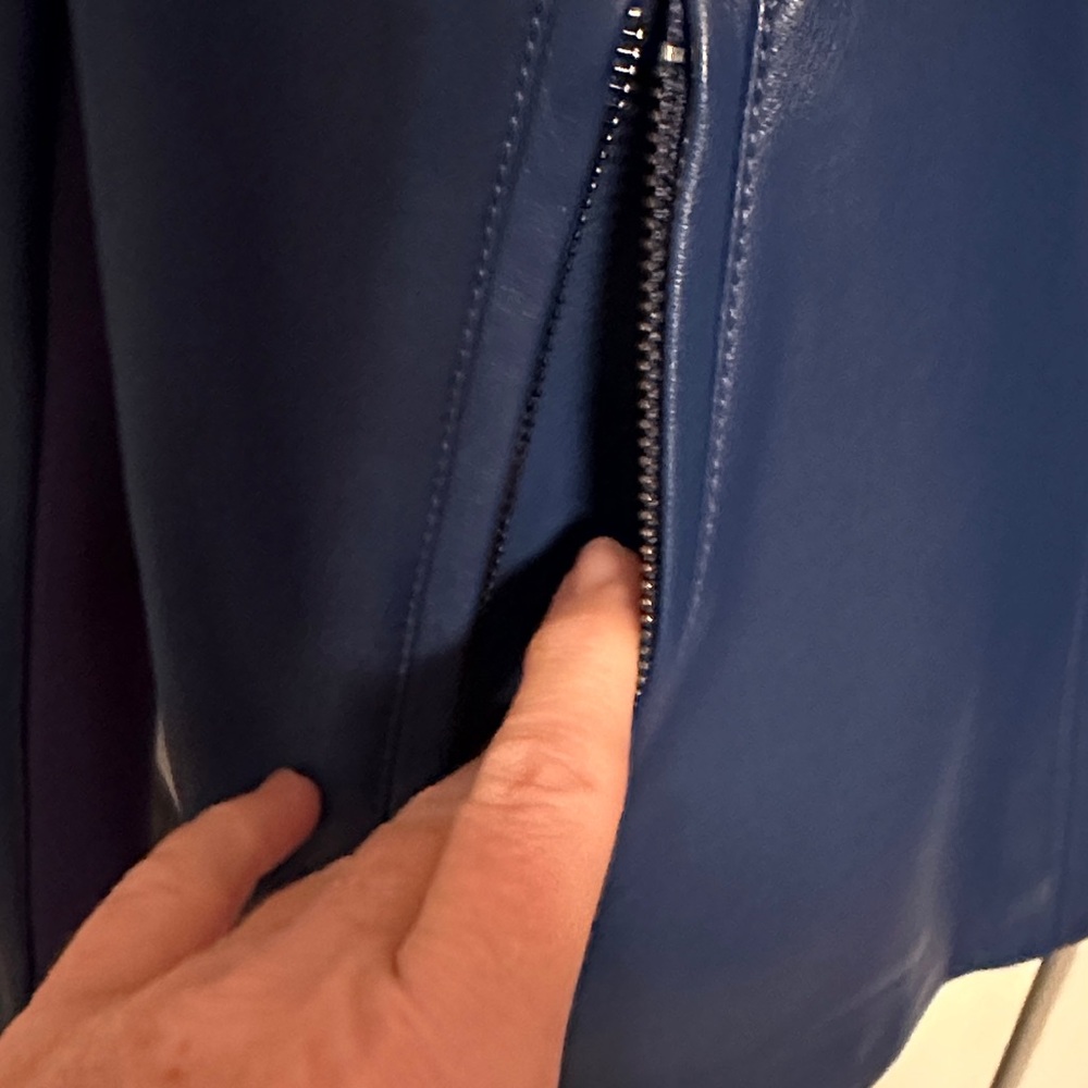 Chico's Blue Faux Leather Jacket - Picture 5 of 12